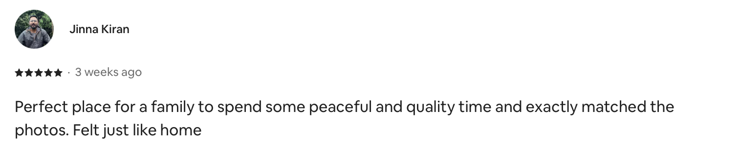 Airbnb guest review screenshot — 5 stars